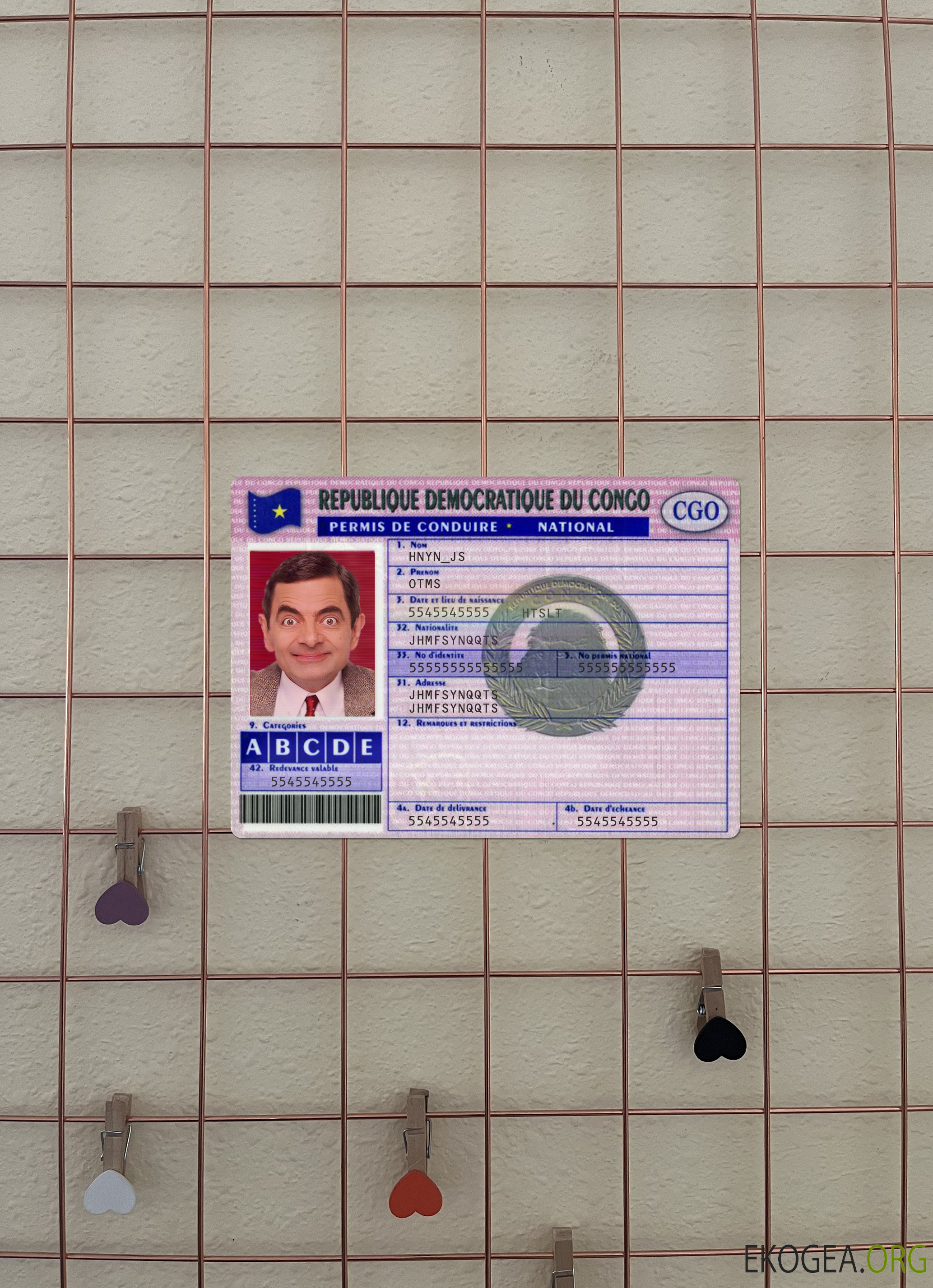 Permis de conduire Congo version 3 photolook DEVANT